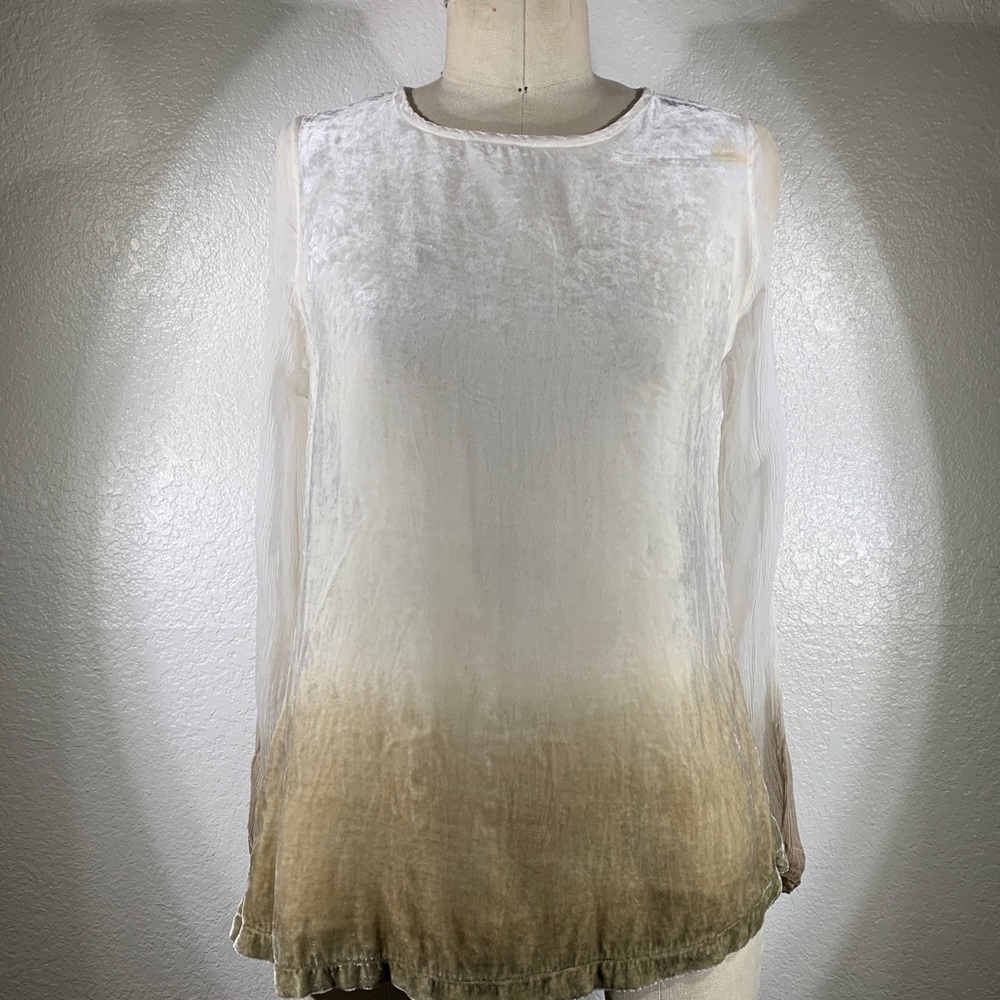 Viviana Uchitel Malmö Silk Velvet Top in Snowed Beach  NWT